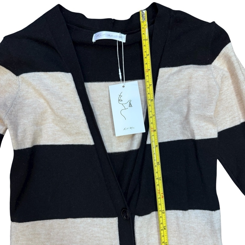 NWT Striped Black and Tan Long Cardigan Dress - Picture 11 of 14